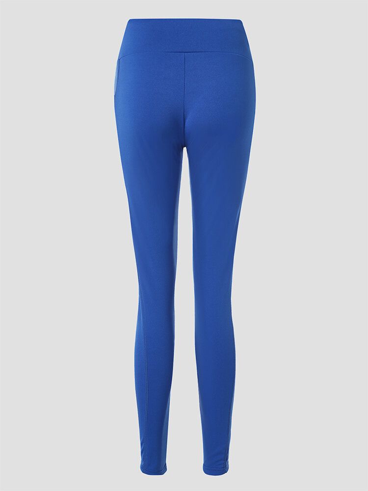 Damskie Legginsy Sportowe W Jednolitym Kolorze Z Kieszenią Do Jogi