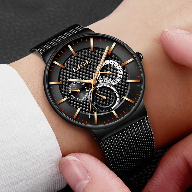 Business Casual Męskie Watch Wodoodporny Świecący Zegarek Kwarcowy Z Datą Tygodnia