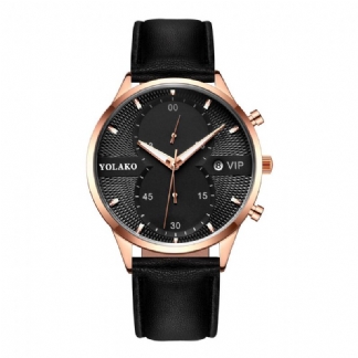 Fashion Casual Business Alloy Pu Leather Prosty Pasek Kwarcowy Zegarek Dla Mężczyzn