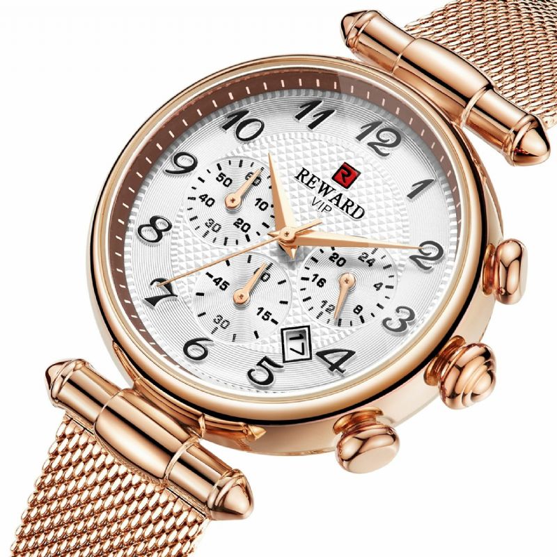 Fashion Damskie Watch Chronograph Date Display Wodoodporny Damski Zegarek Kwarcowy