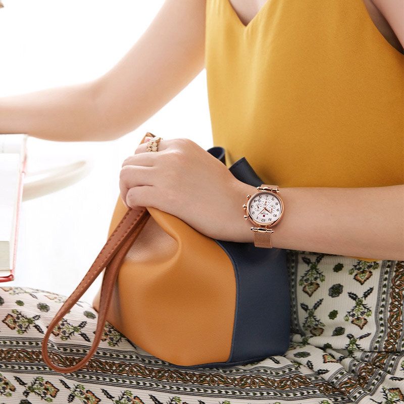 Fashion Damskie Watch Chronograph Date Display Wodoodporny Damski Zegarek Kwarcowy