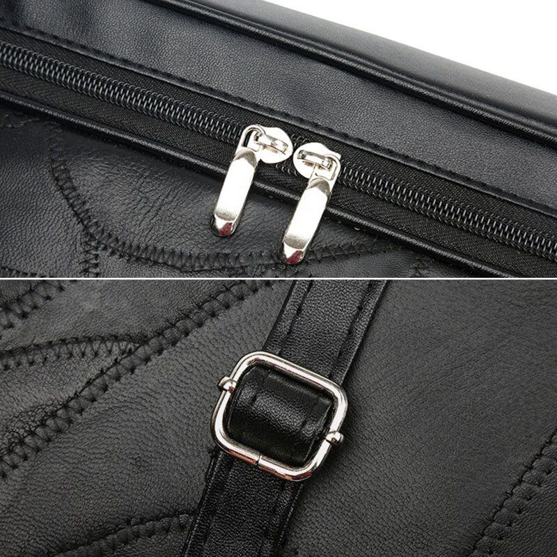 Kobiety Prawdziwej Skóry Geometryczny Wzór Dopasowanie Kolorów Vintage Duża Pojemność Torebki Torba Na Ramię Torby Crossbody