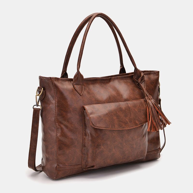 Kobiety Vintage Tassel Decor Duża Pojemność Torba Crossbody Torba Wielofunkcyjna Miękka Torebka Ze Sztucznego Futra