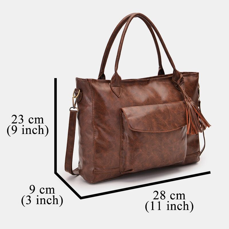 Kobiety Vintage Tassel Decor Duża Pojemność Torba Crossbody Torba Wielofunkcyjna Miękka Torebka Ze Sztucznego Futra