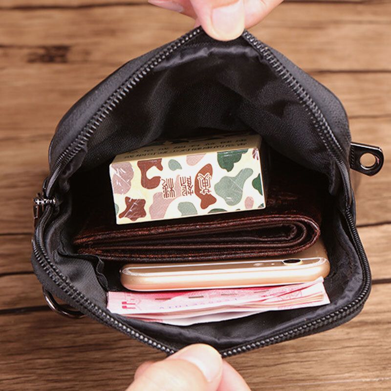Męska Torba Z Prawdziwej Skóry 6.5 Cala Retro Torba Na Telefon Torba Na Pasek Torba Crossbody