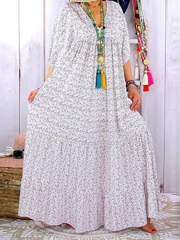 Ditsy Floral Plisowana Sukienka Codzienna W Europejskim Stylu