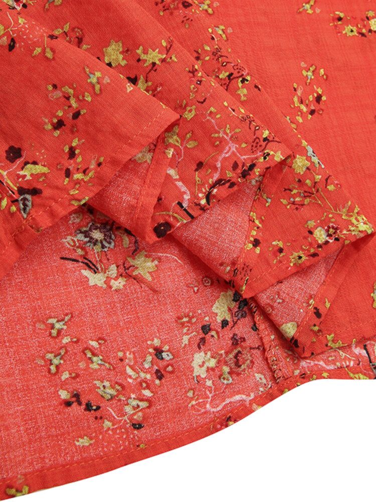 Kobiety W Stylu Vintage W Kwiaty Z Dekoltem W Kształcie Litery O Z Rękawem 3/4 Na Co Dzień Sukienka Maxi