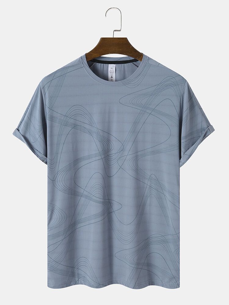 Męska Koszulka Z Krótkim Rękawem Ice Silk High Elastic Flow Z Podszewką Quick Dry Soft Activewear Top