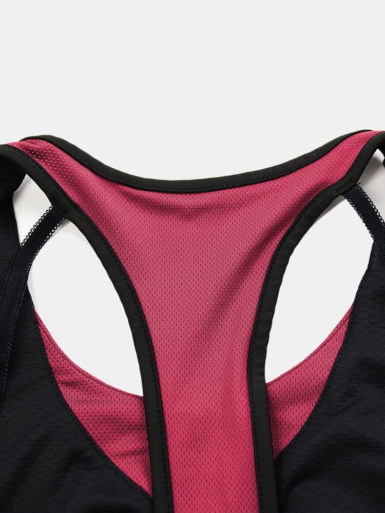 Plus Size Kobiety Patchwork Bezprzewodowe Biustonosze Sportowe Do Jogi