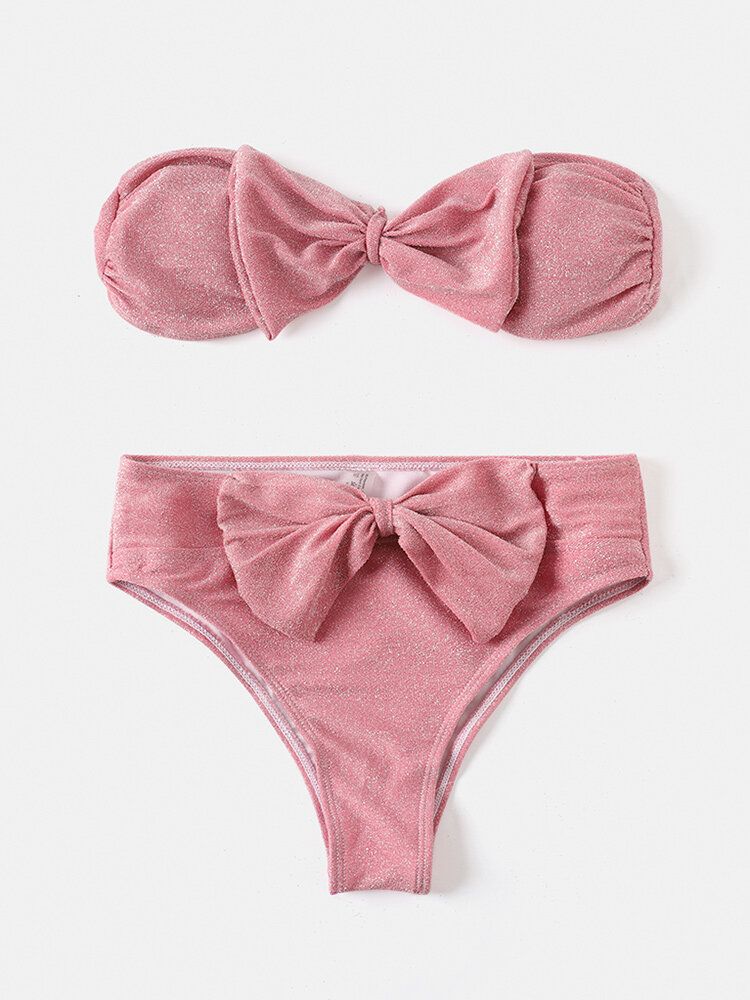 Damskie Stroje Kąpielowe Bikini Typu Bandeau Z Dużymi Bezprzewodowymi Zapięciem Na Plecy