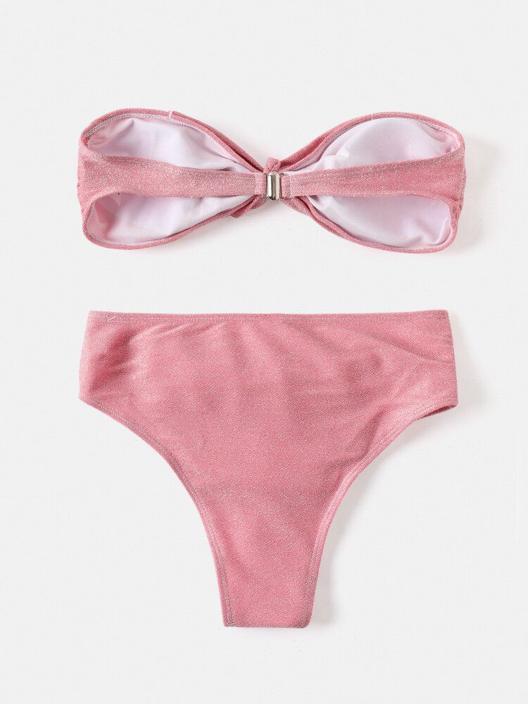 Damskie Stroje Kąpielowe Bikini Typu Bandeau Z Dużymi Bezprzewodowymi Zapięciem Na Plecy