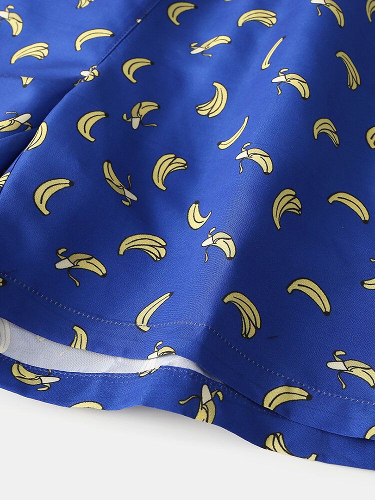 Męskie Szorty Plażowe Z Nadrukiem Bananowym W Talii