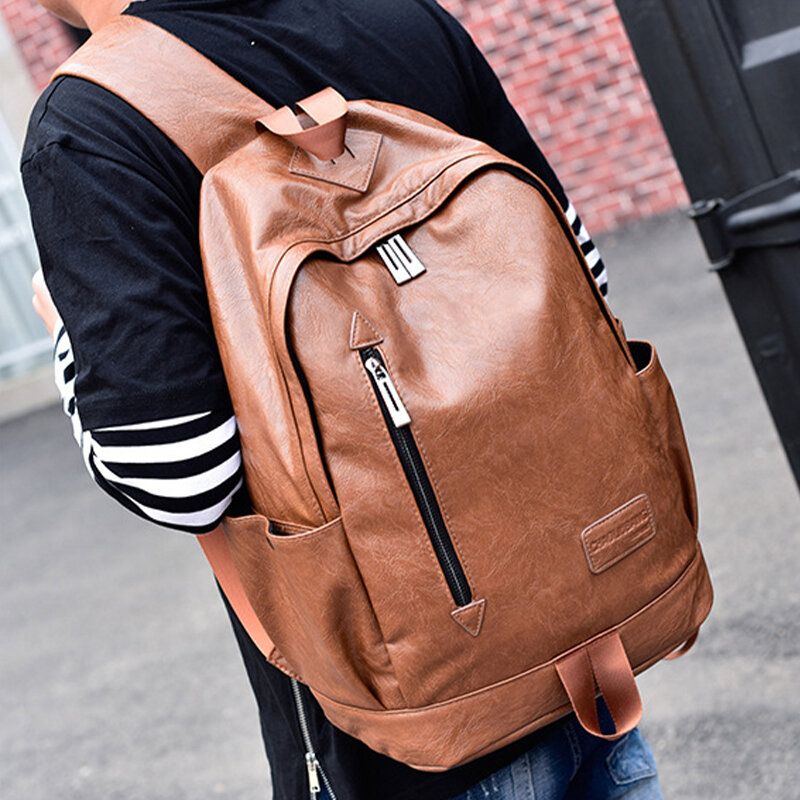 Mężczyźni Faux Leather Casual Fashion 14 Cal Torba Na Laptopa Plecak Szkolny Plecak Podróżny