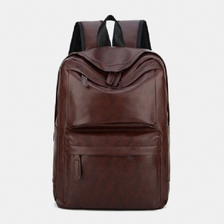 Męska Torba Ze Skóry Pu Z Wieloma Kieszeniami W Stylu Vintage 14-calowa Torba Na Laptopa O Dużej Pojemności Podróżny Plecak Kempingowy