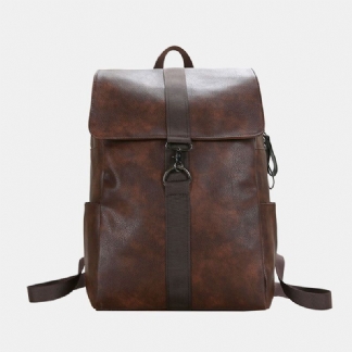 Unisex Faux Leather Retro Duża Pojemność Outdoor 15.6 Cal Laptop Torby School Torby Plecak