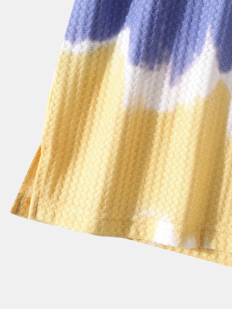 Męska Koszula Henley Z Długimi Rękawami W Kształcie Wafla W Kolorze Tie-dye