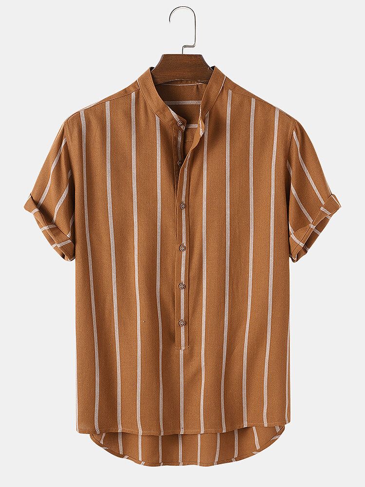 Męskie Luźne Luźne Luźne Koszule Henley W Stylu Vintage