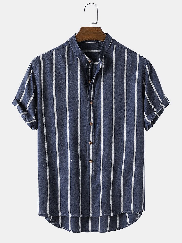 Męskie Luźne Luźne Luźne Koszule Henley W Stylu Vintage