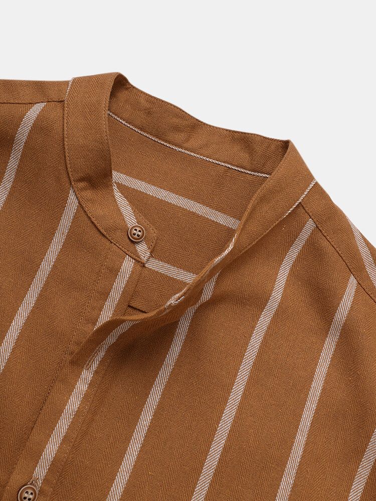 Męskie Luźne Luźne Luźne Koszule Henley W Stylu Vintage