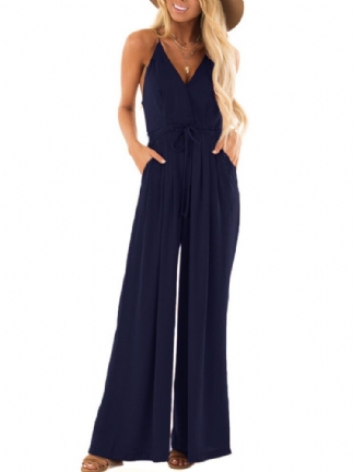 V-neck Camisole Solidne Eleganckie Kombinezony
