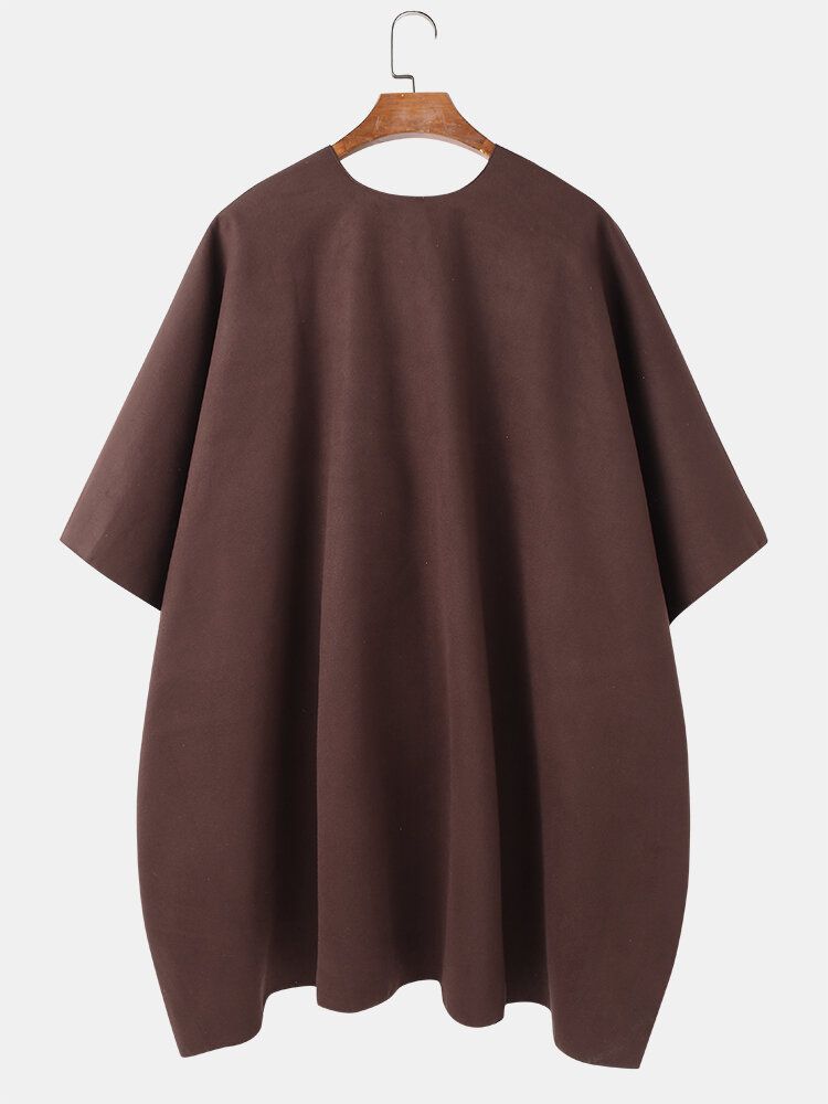 Męski Solidny Rozpinany Przód Dorywczo Wysoki Niski Obszyty Oversized Cape Cardigans