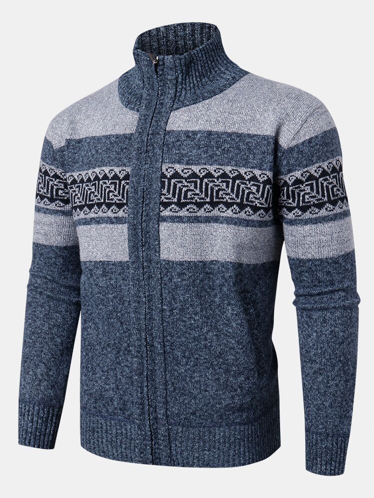 Męskie Rozpinane Swetry Rozpinane Z Przodu W Stylu Vintage Ze Skośną Kieszenią