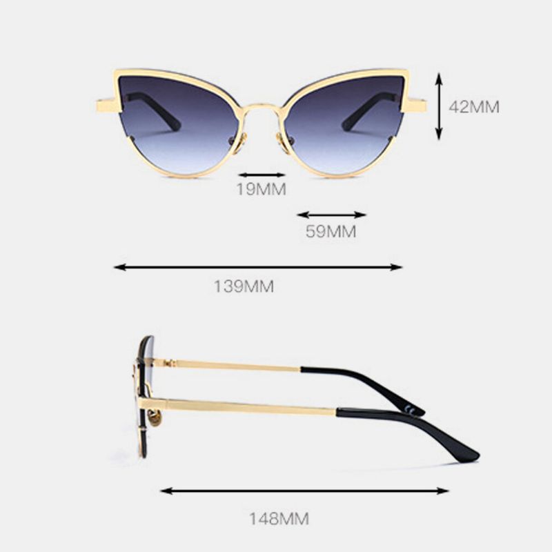 Unisex Metalowe Kocie Oko Małe Oprawki Kolorowe Soczewki Anty-uv Okulary